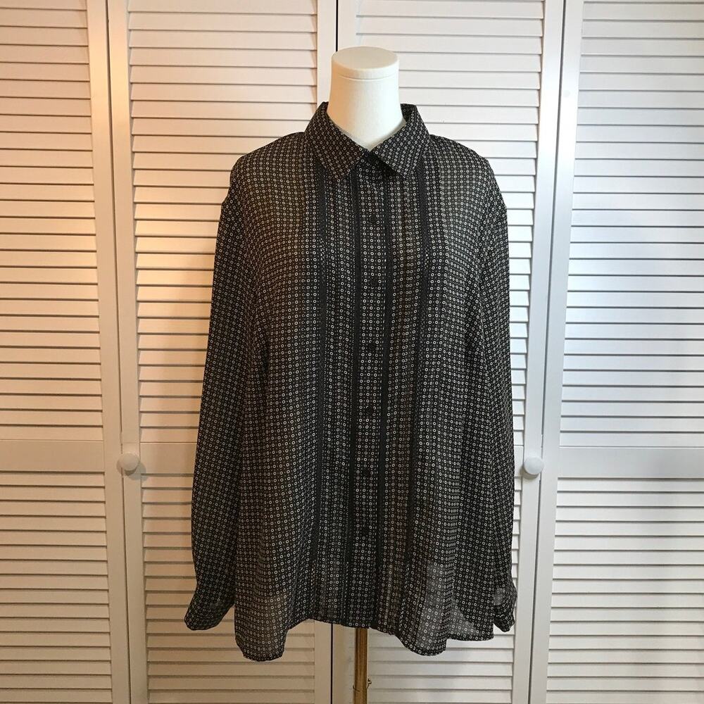 Maggie McNaughton Vintage 90s Check Pattern Collared Tunic Blouse 20W